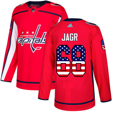 Adidas Capitals 68 Jaromir Jagr Red Home Authentic Usa Flag Stitched Nhl Jersey