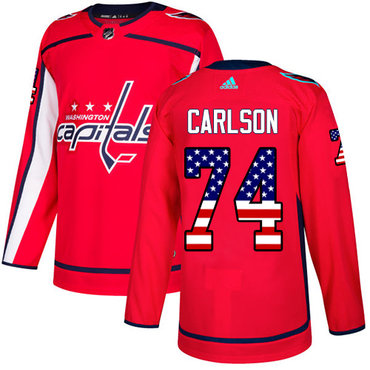 Adidas Capitals 74 John Carlson Red Home Authentic Usa Flag Stitched Nhl Jersey