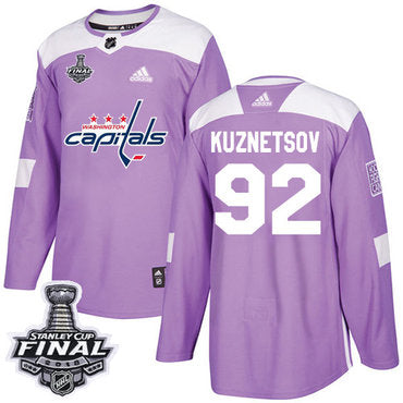 Adidas Capitals 92 Evgeny Kuznetsov Purple Authentic Fights Cancer 2018 Stanley Cup Final Stitched Nhl Jersey
