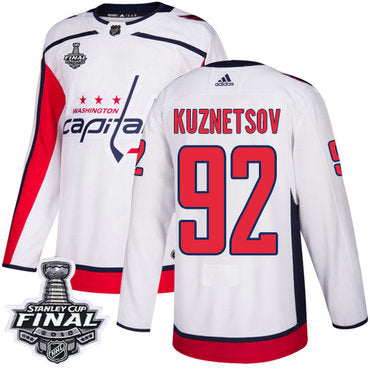Adidas Capitals 92 Evgeny Kuznetsov White Road Authentic 2018 Stanley Cup Final Stitched Nhl Jersey