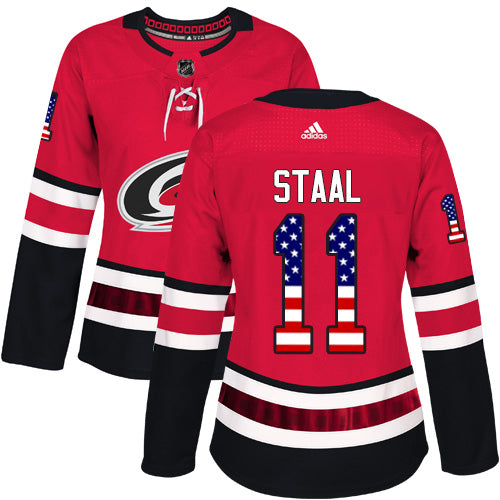 Adidas Carolina Hurricanes 11 Jordan Staal Red Home Authentic Usa Flag Womens Stitched Nhl Jersey