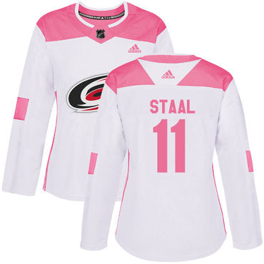Adidas Carolina Hurricanes 11 Jordan Staal White Pink Authentic Fashion Womens Stitched Nhl Jersey
