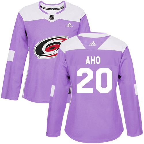 Adidas Carolina Hurricanes 20 Sebastian Aho Purple Authentic Fights Cancer Womens Stitched Nhl Jersey