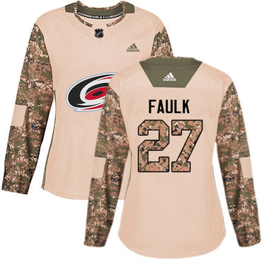 Adidas Carolina Hurricanes 27 Justin Faulk Camo Authentic 2017 Veterans Day Womens Stitched Nhl Jersey