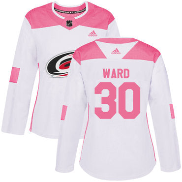 Adidas Carolina Hurricanes 30 Cam Ward White Pink Authentic Fashion Womens Stitched Nhl Jersey