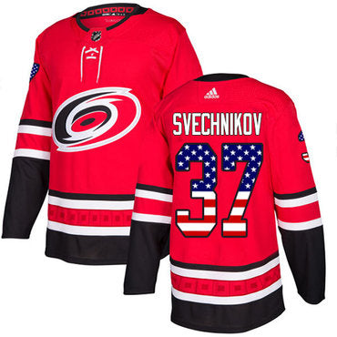 Adidas Carolina Hurricanes 37 Andrei Svechnikov Red Home Authentic Usa Flag Stitched Nhl Jersey
