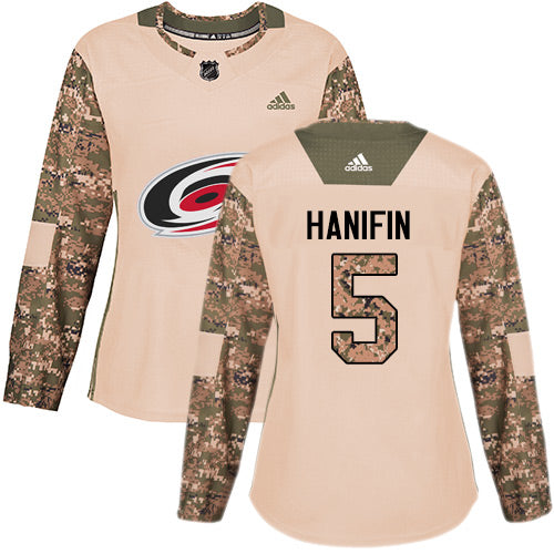 Adidas Carolina Hurricanes 5 Noah Hanifin Camo Authentic 2017 Veterans Day Womens Stitched Nhl Jersey
