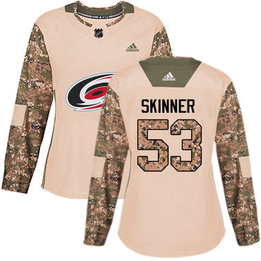 Adidas Carolina Hurricanes 53 Jeff Skinner Camo Authentic 2017 Veterans Day Womens Stitched Nhl Jersey