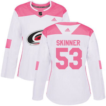 Adidas Carolina Hurricanes 53 Jeff Skinner White Pink Authentic Fashion Womens Stitched Nhl Jersey