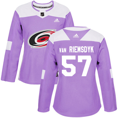 Adidas Carolina Hurricanes 57 Trevor Van Riemsdyk Purple Authentic Fights Cancer Womens Stitched Nhl Jersey
