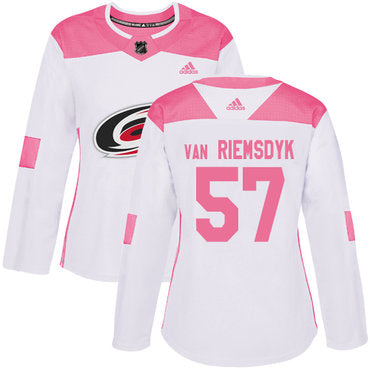 Adidas Carolina Hurricanes 57 Trevor Van Riemsdyk White Pink Authentic Fashion Womens Stitched Nhl Jersey