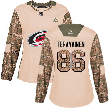 Adidas Carolina Hurricanes 86 Teuvo Teravainen Camo Authentic 2017 Veterans Day Womens Stitched Nhl Jersey