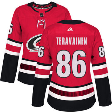 Adidas Carolina Hurricanes 86 Teuvo Teravainen Red Home Authentic Womens Stitched Nhl Jersey