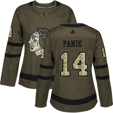 Adidas Chicago Blackhawks 14 Richard Panik Green Salute To Service Womens Stitched Nhl Jersey