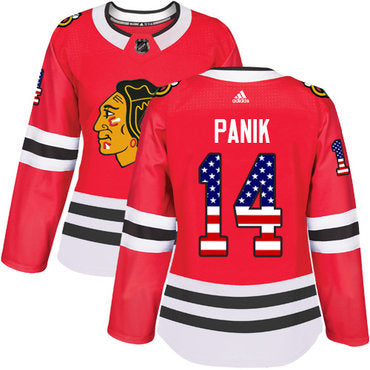 Adidas Chicago Blackhawks 14 Richard Panik Red Home Authentic Usa Flag Womens Stitched Nhl Jersey