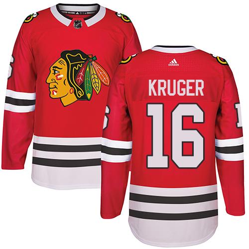 Adidas Chicago Blackhawks 16 Marcus Kruger Red Home Authentic Stitched Nhl Jersey