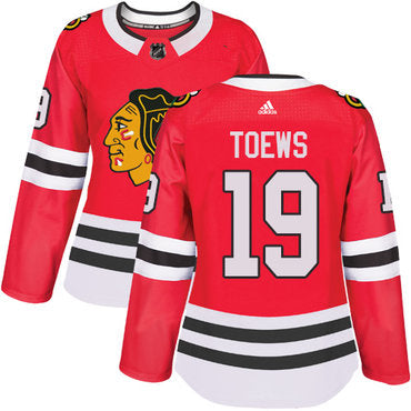 Adidas Chicago Blackhawks 19 Jonathan Toews Red Home Authentic Womens Stitched Nhl Jersey
