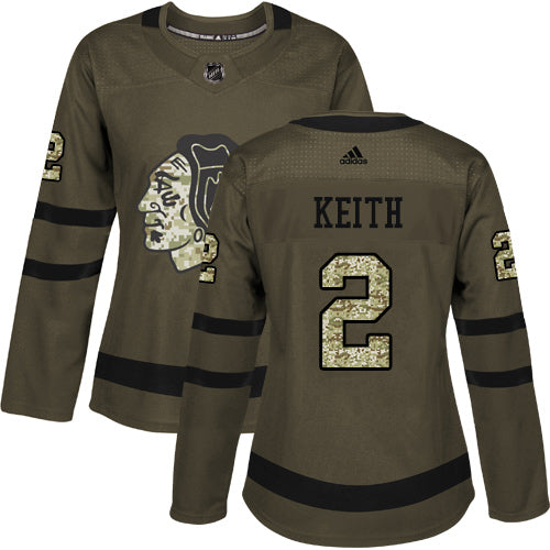 Adidas Chicago Blackhawks 2 Duncan Keith Green Salute To Service Womens Stitched Nhl Jersey