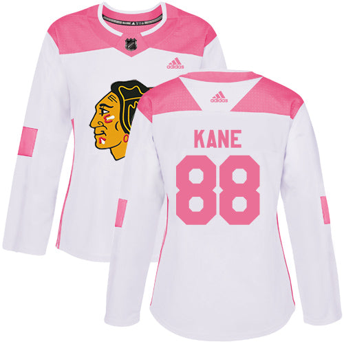 Adidas Chicago Blackhawks 88 Patrick Kane White Pink Authentic Fashion Womens Stitched Nhl Jersey