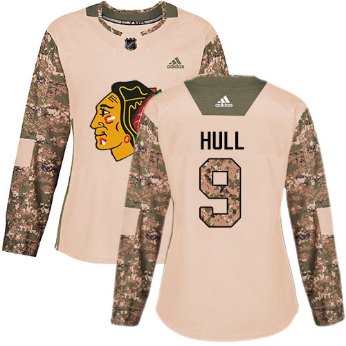 Adidas Chicago Blackhawks 9 Bobby Hull Camo Authentic 2017 Veterans Day Womens Stitched Nhl Jersey