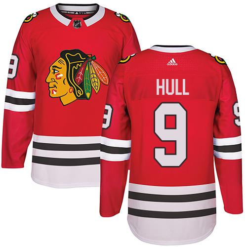 Adidas Chicago Blackhawks 9 Bobby Hull Red Home Authentic Stitched Nhl Jersey