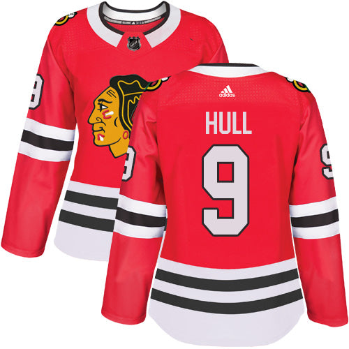 Adidas Chicago Blackhawks 9 Bobby Hull Red Home Authentic Womens Stitched Nhl Jersey