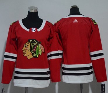 Adidas Chicago Blackhawks Blank Red Home Authentic Womens Stitched Nhl Jersey