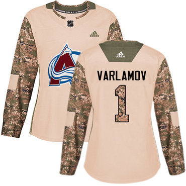 Adidas Colorado Avalanche 1 Semyon Varlamov Camo Authentic 2017 Veterans Day Womens Stitched Nhl Jersey