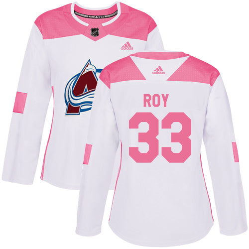 Adidas Colorado Avalanche 33 Patrick Roy White Pink Authentic Fashion Womens Stitched Nhl Jersey