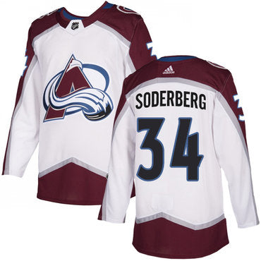 Adidas Colorado Avalanche 34 Carl Soderberg White Away Authentic Stitched Nhl Jersey