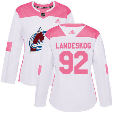 Adidas Colorado Avalanche 92 Gabriel Landeskog White Pink Authentic Fashion Womens Stitched Nhl Jersey