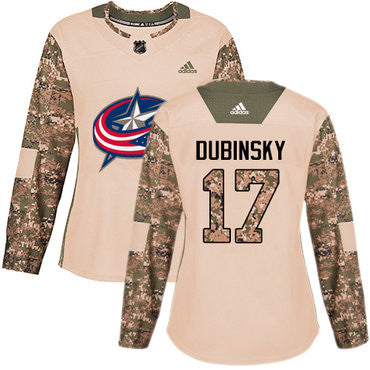 Adidas Columbus Blue Jackets 17 Brandon Dubinsky Camo Authentic 2017 Veterans Day Womens Stitched Nhl Jersey