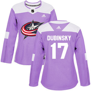 Adidas Columbus Blue Jackets 17 Brandon Dubinsky Purple Authentic Fights Cancer Womens Stitched Nhl Jersey