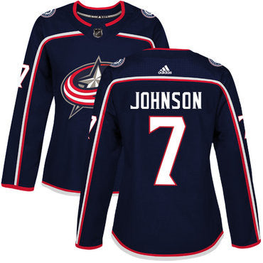 Adidas Columbus Blue Jackets 7 Jack Johnson Navy Blue Home Authentic Womens Stitched Nhl Jersey