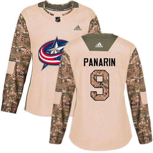 Adidas Columbus Blue Jackets 9 Artemi Panarin Camo Authentic 2017 Veterans Day Womens Stitched Nhl Jersey