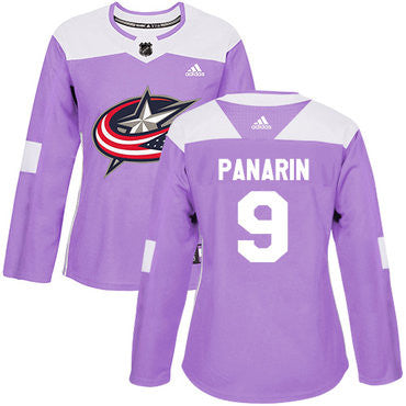 Adidas Columbus Blue Jackets 9 Artemi Panarin Purple Authentic Fights Cancer Womens Stitched Nhl Jersey