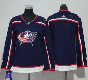 Adidas Columbus Blue Jackets Blank Navy Blue Home Authentic Womens Stitched Nhl Jersey