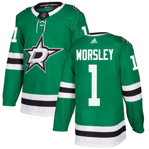 Adidas Dallas Stars 1 Gump Worsley Green Home Authentic Stitched Nhl Jersey