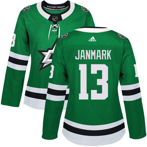 Adidas Dallas Stars 13 Mattias Janmark Green Home Authentic Womens Stitched Nhl Jersey