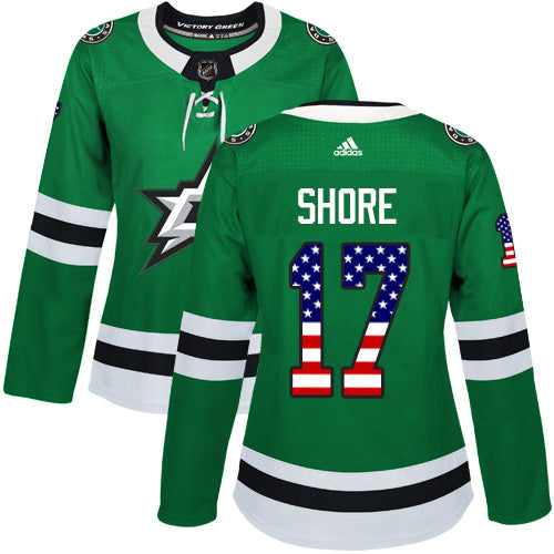 Adidas Dallas Stars 17 Devin Shore Green Home Authentic Usa Flag Womens Stitched Nhl Jersey
