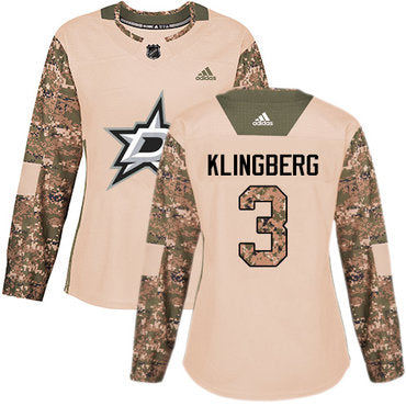 Adidas Dallas Stars 3 John Klingberg Camo Authentic 2017 Veterans Day Womens Stitched Nhl Jersey