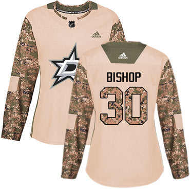 Adidas Dallas Stars 30 Ben Bishop Camo Authentic 2017 Veterans Day Womens Stitched Nhl Jersey