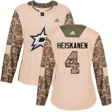 Adidas Dallas Stars 4 Miro Heiskanen Camo Authentic 2017 Veterans Day Womens Stitched Nhl Jersey