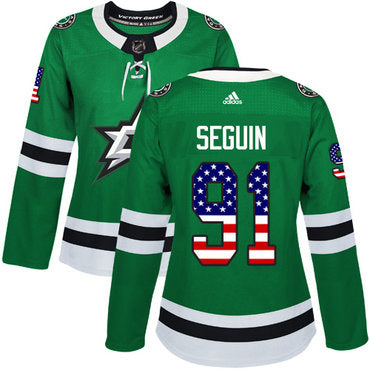 Adidas Dallas Stars 91 Tyler Seguin Green Home Authentic Usa Flag Womens Stitched Nhl Jersey