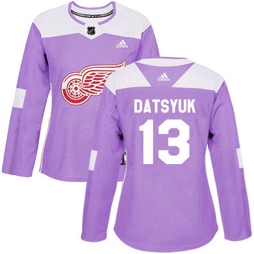 Adidas Detroit Red Wings 13 Pavel Datsyuk Purple Authentic Fights Cancer Womens Stitched Nhl Jersey