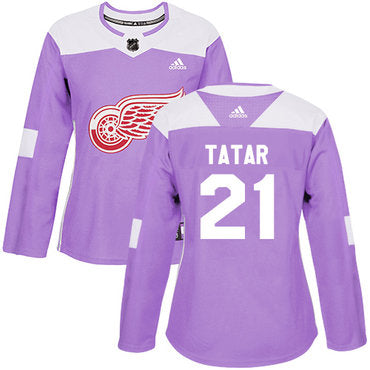 Adidas Detroit Red Wings 21 Tomas Tatar Purple Authentic Fights Cancer Womens Stitched Nhl Jersey