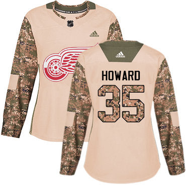 Adidas Detroit Red Wings 35 Jimmy Howard Camo Authentic 2017 Veterans Day Womens Stitched Nhl Jersey