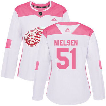 Adidas Detroit Red Wings 51 Frans Nielsen White Pink Authentic Fashion Womens Stitched Nhl Jersey