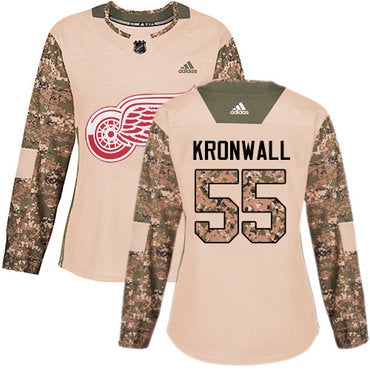 Adidas Detroit Red Wings 55 Niklas Kronwall Camo Authentic 2017 Veterans Day Womens Stitched Nhl Jersey