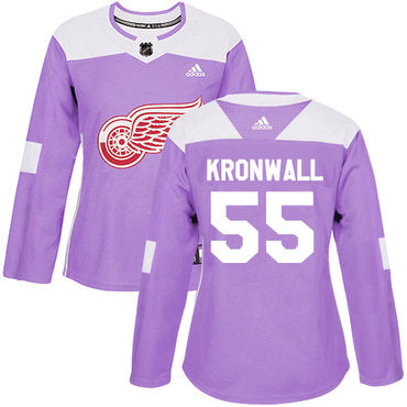 Adidas Detroit Red Wings 55 Niklas Kronwall Purple Authentic Fights Cancer Womens Stitched Nhl Jersey